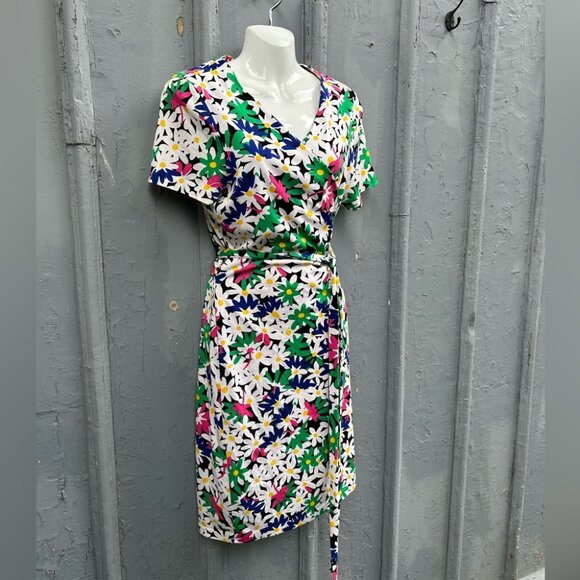 Diane Von Furstenberg New Julian Two Garden Daisy Multi Wrap Dress, approx 8 - Picture 6 of 16